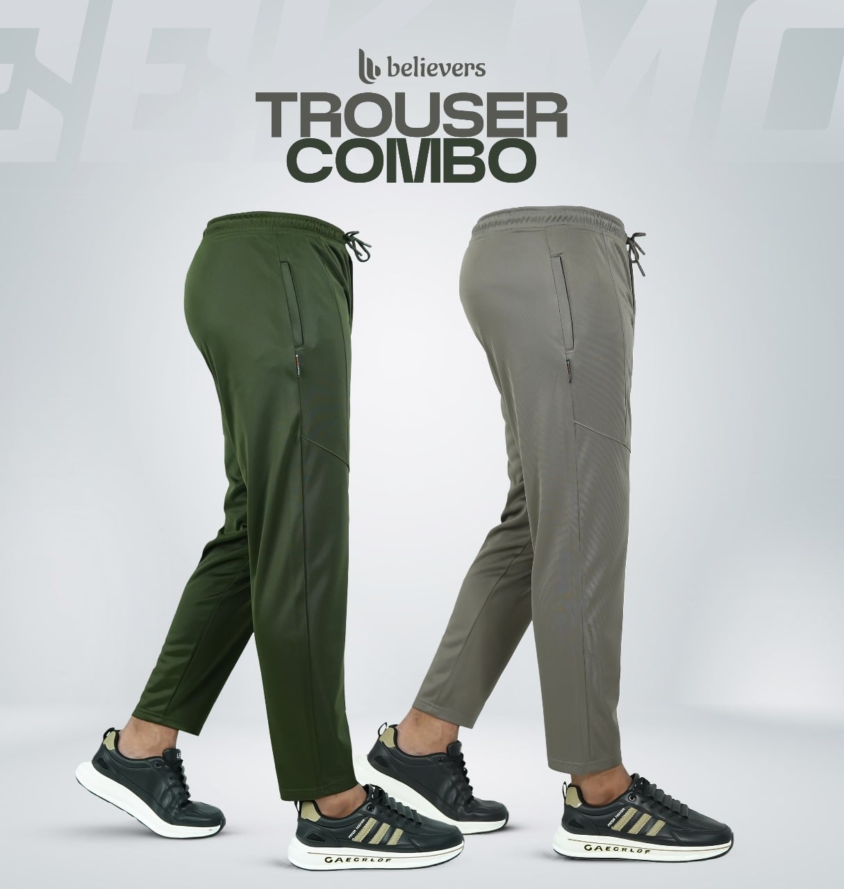 Tricot Cut Sew Trouser Combo Cool Brown Olive 2 Pcs